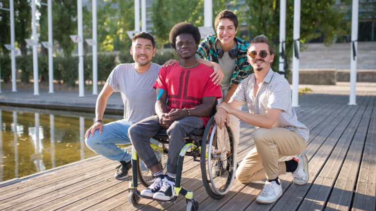 Community of people together outdoors