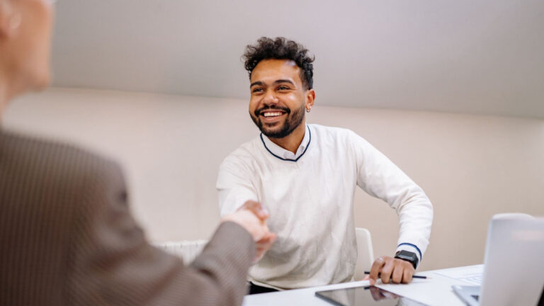 Confident person meeting with a service provider