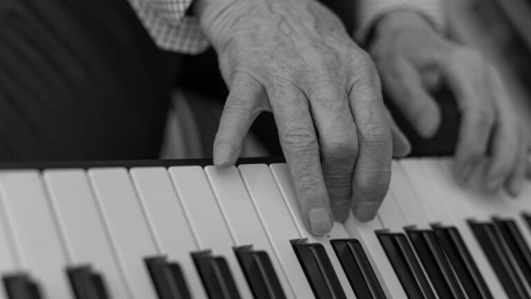 Gentle music therapy session at the piano